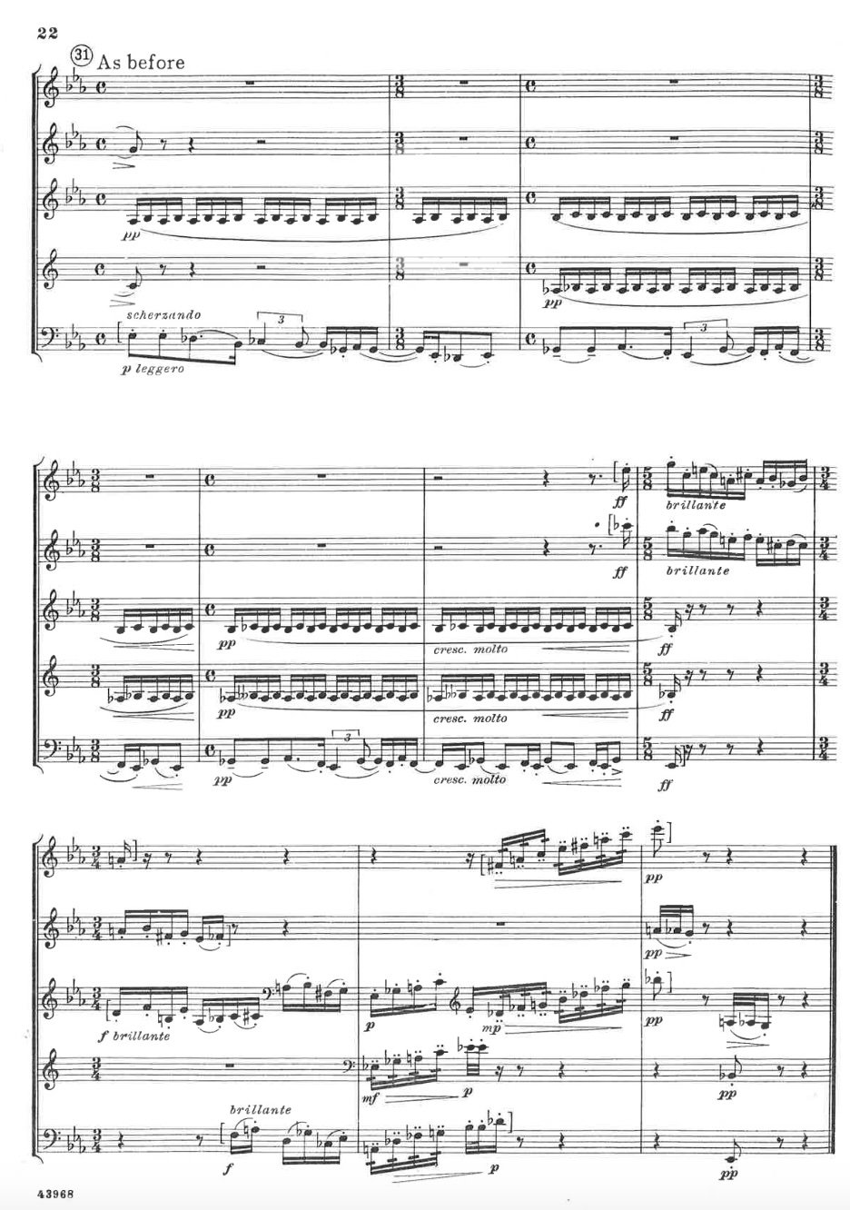 The final ten measures of the mystery chamber-music score